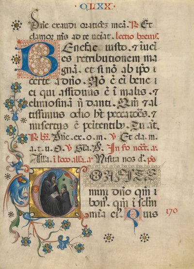 Initiale C: Heiliger Benedikt segnet Maurus von Unknown artist