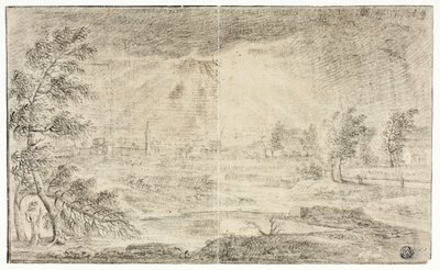 Landschaft mit Dorf von Unknown artist