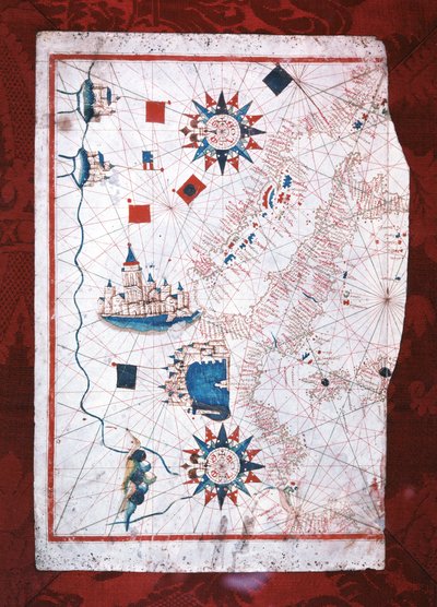 Mittelmeerkarte: Barcelona und Lepanto von Unknown artist