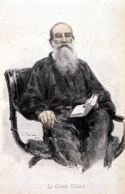 Porträt von Tolstoi, Gravur 1888 von Unknown artist