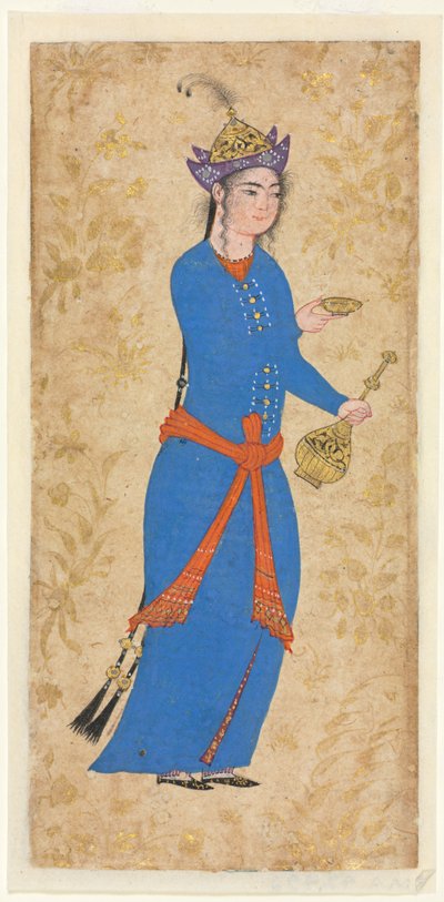 Prinzessin mit Weinflasche und Becher (recto) von Unknown artist