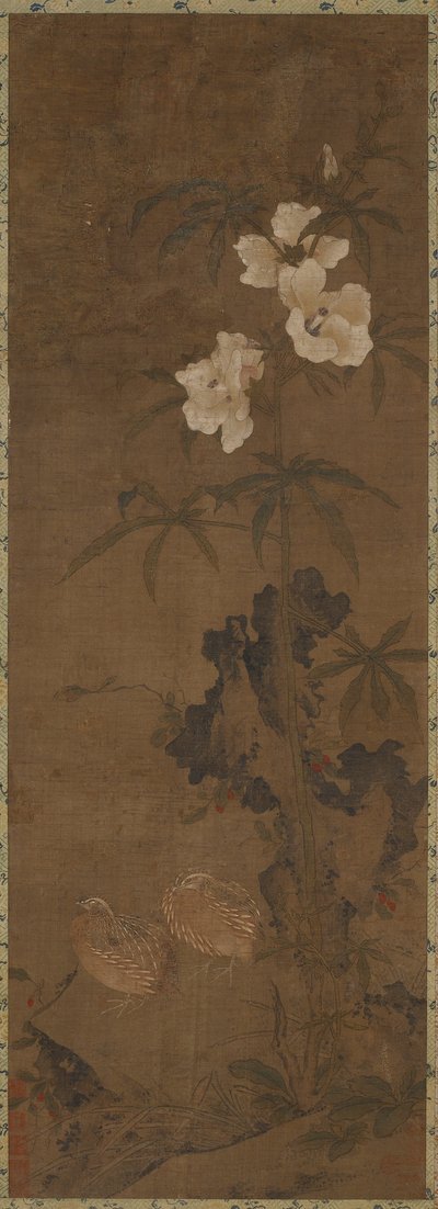 Wachtel und Blumen von Unknown artist