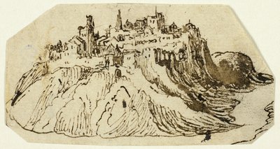 Ansicht einer befestigten Hügelstadt von Unknown artist