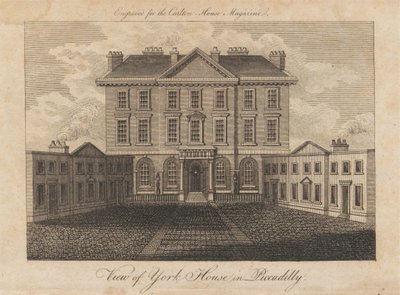 Ansicht von York House in Piccadilly von Unknown artist