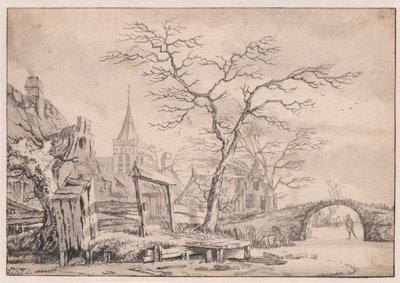 Winterlandschaft mit Schlittschuhläufer von Unknown artist