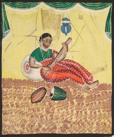 Frau spielt Musik (recto) von Unknown artist