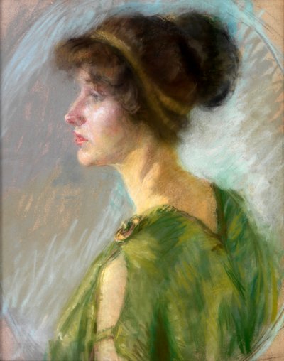 Junge Frau in Grün von Unknown artist