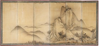 Landschaft mit Reisenden auf Bergpfaden von Unkoku Toyo