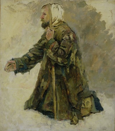 Gottes Narr auf seinen Knien von Vasilij Ivanovic Surikov