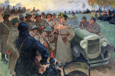 Kliment Woroschilow (1881-1969) bei Manövern von Vasily Semyonovich Svarog