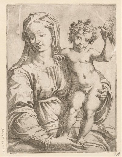 Maria mit Kind und einem Vogel von Vespasiano Strada