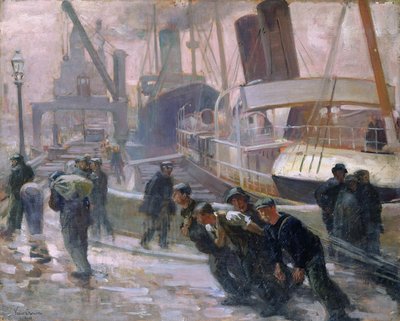 Liverpool Dockarbeiter bei Morgengrauen, 1903 von Victor Francois Tardieu