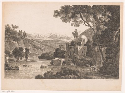 Landschaft mit Gebäude mit Kuppel von Victor Pillement