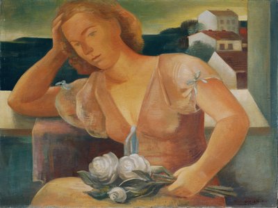 Die Gattin des Künstlers mit Blumen von Viktor Planckh
