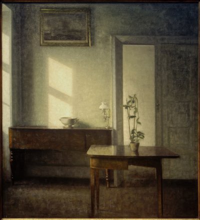 Interieur mit Topfpflanze von Vilhelm Hammershoi