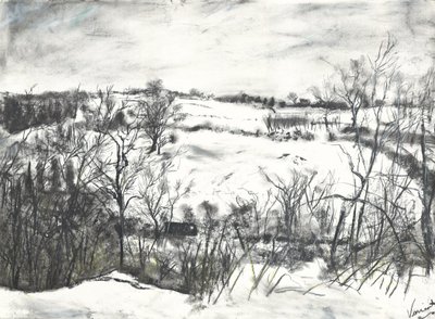 Schnee über Land bei Osmotherley von Vincent Alexander Booth