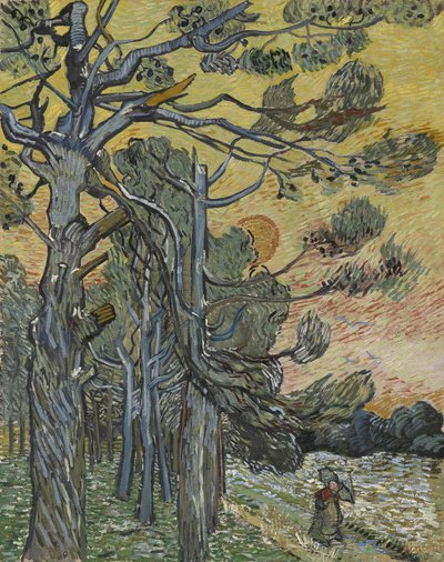 Kiefern bei Sonnenuntergang, 1889 von Vincent van Gogh