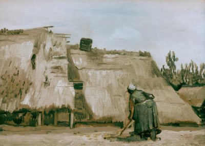 Hütte mit arbeitender Bäuerin von Vincent van Gogh