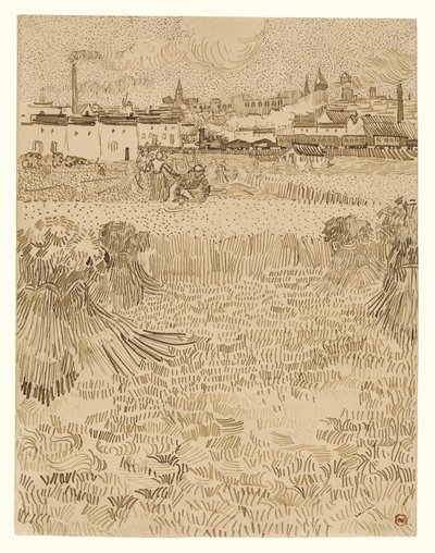Blick von den Weizenfeldern von Vincent van Gogh