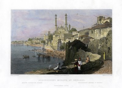 Aurangzebs Moschee in Benares, Indien, 19. Jahrhundert von W Cook