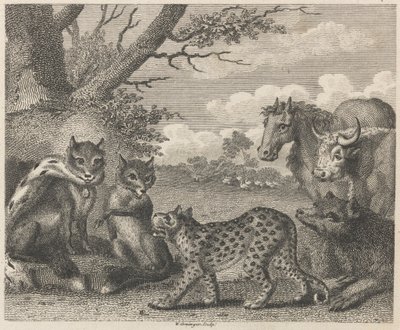 Der Löwe, der Fuchs und die Gänse von W. Grainger