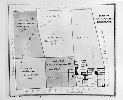 Plan des Geburtshauses von Shakespeare von W. Heming