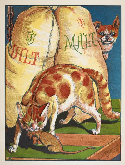 Eine Katze tötet eine Ratte von Walter Crane