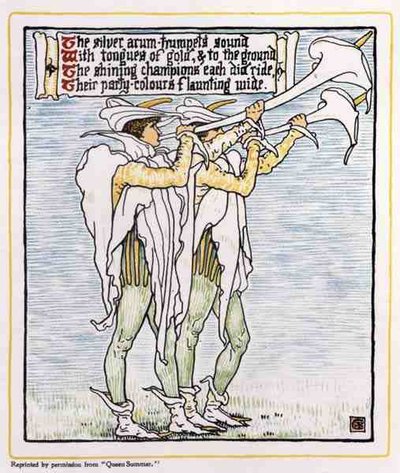 Trompeter mit Lilien, aus Queen Summer von Walter Crane