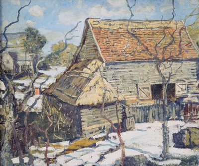 Scheune in Pennsylvania im Schnee von Walter Elmer Schofield