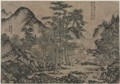 Schreiben von Büchern unter den Kiefern, 1279-1368 von Wang Meng