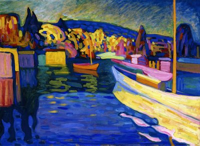 Herbstlandschaft mit Booten von Wassily Kandinsky