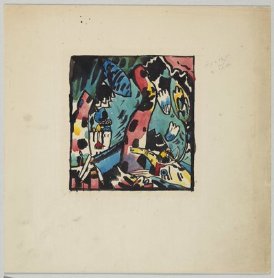 Entwurf für den Farbholzschnitt "Bogenschütze" von Wassily Kandinsky