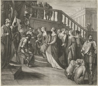 Esther vor Ahasveros von Wenceslaus Hollar