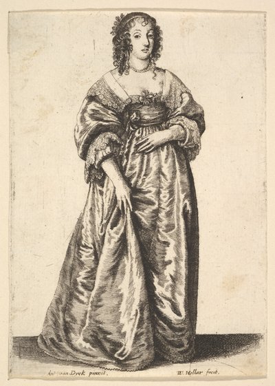 Figur einer stehenden Dame, 1625-77 von Wenceslaus Hollar