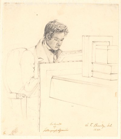 Porträt des Lithografen Peter Gemzøe von Wilhelm Bendz