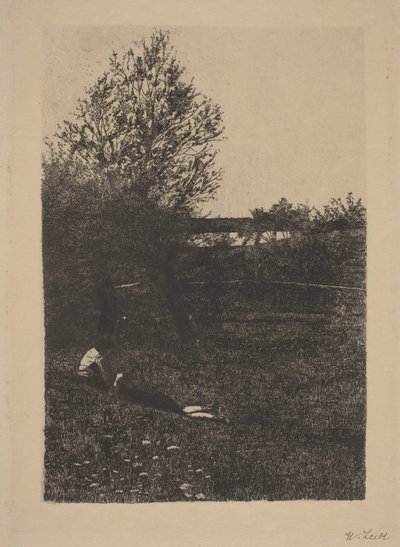 Wiese mit Kindern von Wilhelm Maria Hubertus Leibl