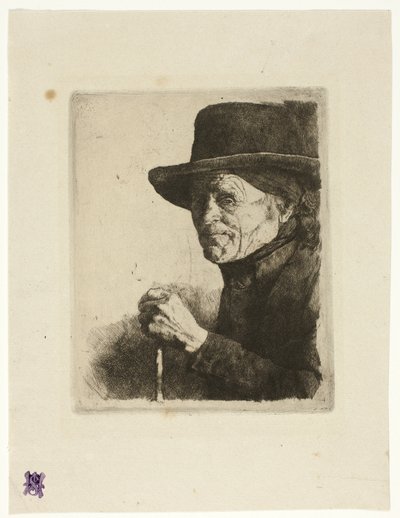 Alter Mann mit Gehstock von Wilhelm Maria Hubertus Leibl