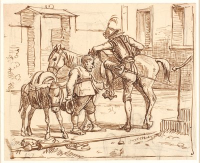 Don Quixote steigt aufs Pferd von Wilhelm Marstrand