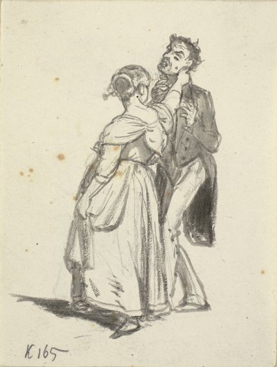 Ein Mädchen zieht einen Mann am Ohr von Wilhelm Marstrand