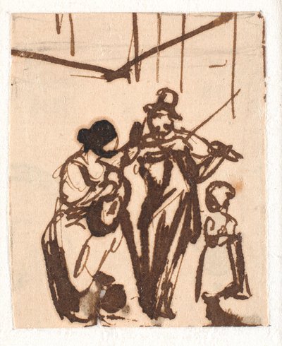 Straßenmusiker. Sehr kleine Skizze von Wilhelm Marstrand