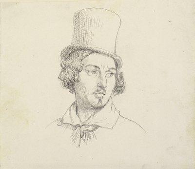 Kopf eines Mannes mit hohem Hut von Wilhelm Marstrand