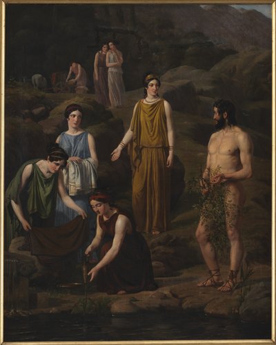 Nausikaa bringt dem gestrandeten Odysseus Kleidung von Wilhelm Marstrand