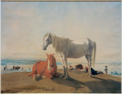 Weidende Pferde am Starnberger See von Wilhelm von Kobell