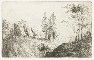 Berglandschaft mit Bäumen von Willem Matthias Jan van Dielen