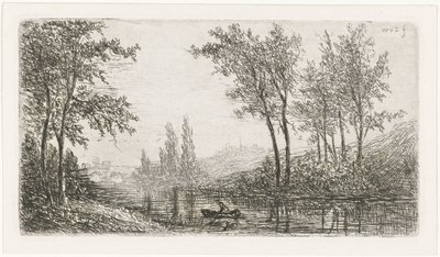 Flusslandschaft mit Boot von Willem Matthias Jan van Dielen