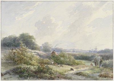 Landschaft mit Bauernhof und Vieh von Willem Roelofs (I)