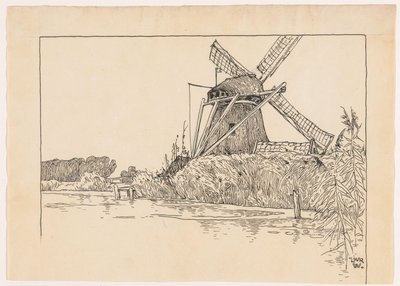 Mühle an einem Wasserufer von Ludwig Willem Reymert Wenckebach