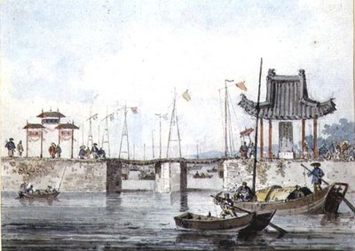 Schiffe in der Nähe eines Schleusentors von William Alexander