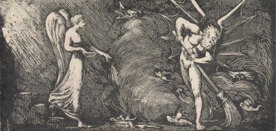 Der Mann, der das Zimmer des Dolmetschers fegt von William Blake