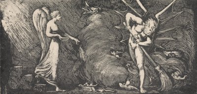Der Mann, der das Zimmer des Dolmetschers fegt von William Blake
